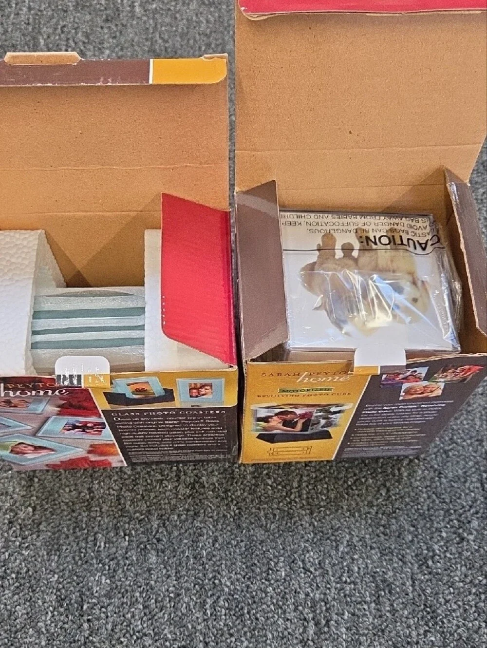 Sarah Peyton Home Motorized Revolving Photo Cube & Glass Coasters
